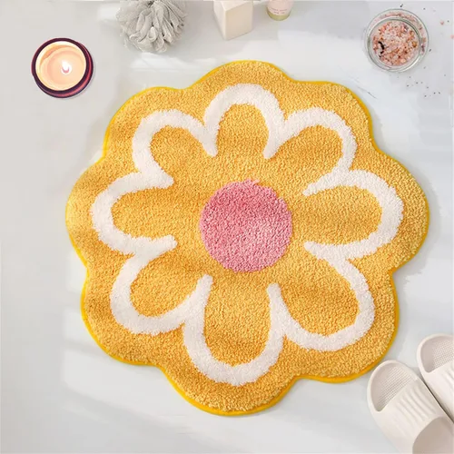 Vista 7 de YRXRUS Alfombra de baño de flores, alfombra de baño azul, tapetes de baño de belleza, alfombra de baño de microfibra ultrasuave, alfombra de flores