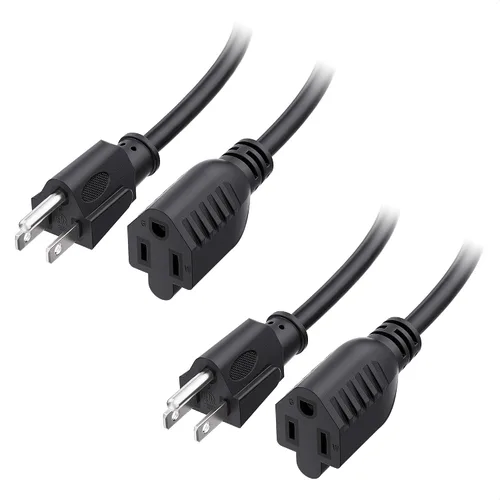 Vista 13 de Cable Matters - Paquete de 2 cables de extensión de alimentación cortos de 16 AWG, resistentes de 13 A, 1 pie, 3 clavijas, NEMA 5-15P a NEMA 5-15R