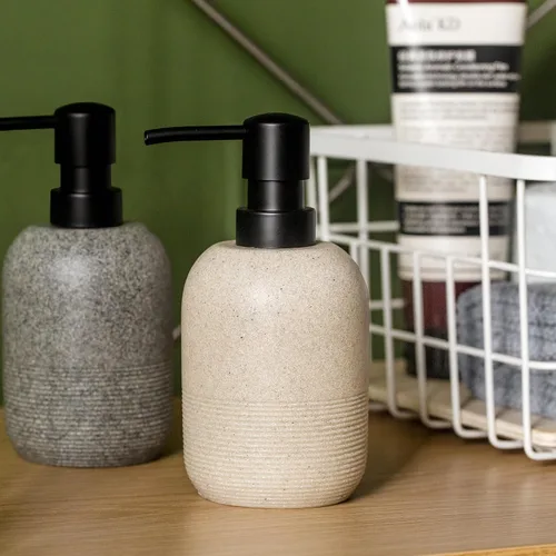 Vista 3 de Dispensador de Jabón GalDal Beige, Dispensador de Loción de Manos para Encimera de Baño, Dispensador de Jabón para Cocina.