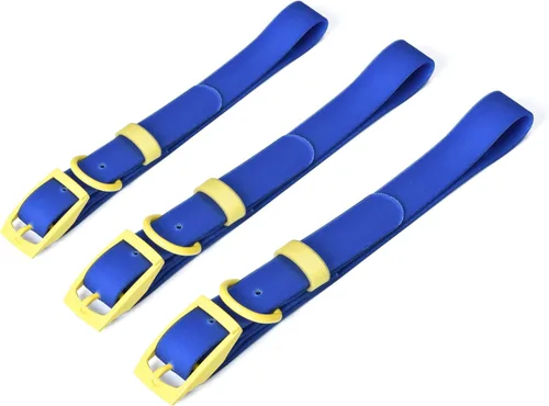 Vista 5 de Wags & Wiggles Collar de perro de PVC impermeable, azul marino y amarillo, totalmente impermeable para uso en piscina, lago y playa, correa