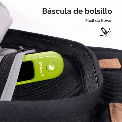 Vista 7 de pack all Báscula de equipaje de 110 libras, báscula digital de equipaje de mano, báscula de peso para maleta de viaje con pantalla LCD, batería
