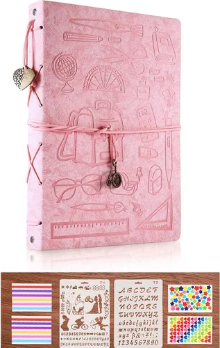 Vista 13 de ThxMadam Álbum de recortes de cuero, 60 páginas, álbum de fotos de memoria de amor, álbum de fotos de 10.82 x 8.07 pulgadas, kits de suministros
