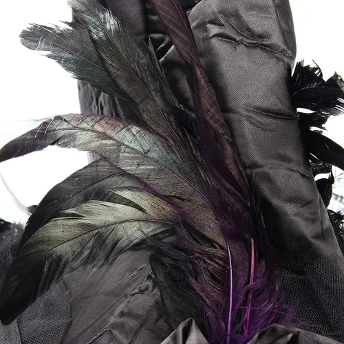 Vista 4 de CA Mode Sombrero de bruja para mujer, gorro de mago, gorro de araña, pluma, disfraz de Halloween
