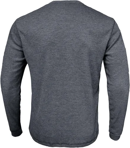 Vista 5 de Camisa básica para Hombre, Cuello Redondo, Camisa Informal, Camiseta holgada de Manga Larga Blusa Trabajo y Oficina