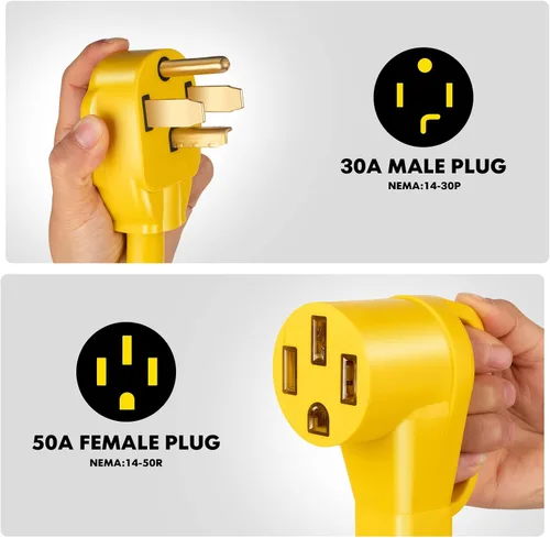 Vista 2 de JIUWFOX NEMA 14-30P a 14-50R adaptador de cargador EV para carga de nivel 2 de Tesla EV.