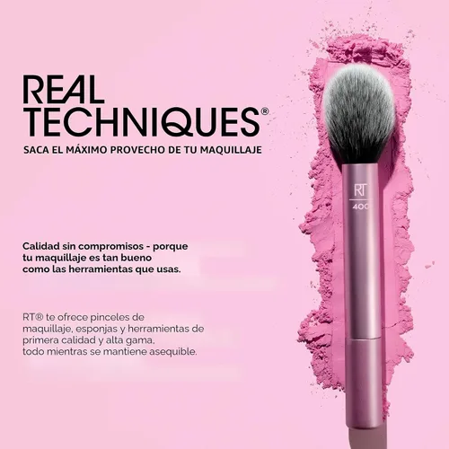 Vista 8 de Real Techniques Cepillo de maquillaje corrector iluminador, cepillo viral de pata de gatito oculta debajo de los ojos e imperfecciones, cubre
