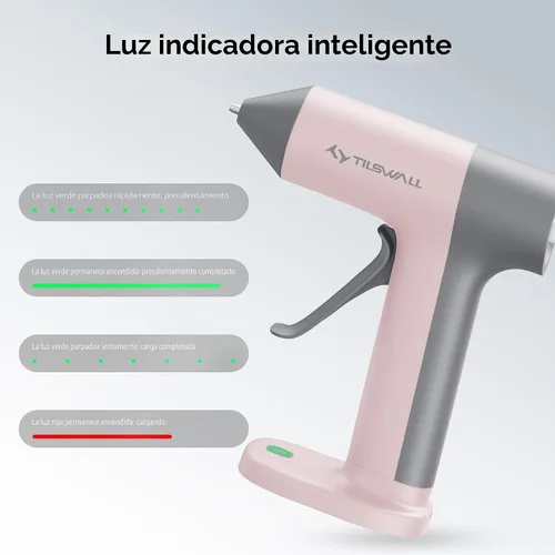 Vista 5 de Tilswall Pistola de pegamento caliente inalámbrica, precalentamiento rápido de 30 segundos con batería incorporada de 2 Ah, pistola de pegamento