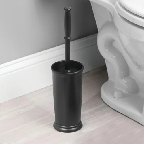 Vista 8 de mDesign Cepillo de Inodoro y Soporte - Cepillo de Baño Cubierto - Limpiador de Inodoro en Pie en Soporte Moderno - Cepillo de Limpieza Profunda