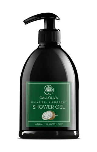 Vista 9 de GAIA Oliva Gel de ducha de aceite de oliva – Gel de ducha natural con coco, gel corporal hidratante e hidratante para mujeres y hombres, gel de baño