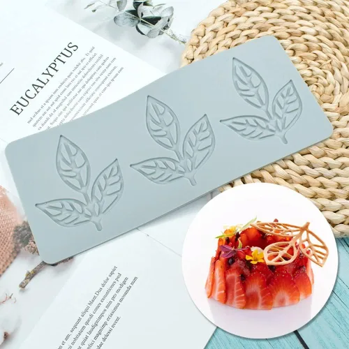 Vista 13 de Molde de encaje de hojas huecas 3D, molde de encaje de silicona con formas de flores de múltiples hojas para decoración de pasteles, tapete