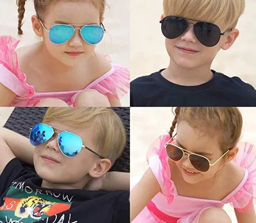 Vista 6 de COASION Gafas de sol de aviador pequeñas polarizadas clásicas para niños, bebés, niñas y niños de 2 a 10 años, 1.969in