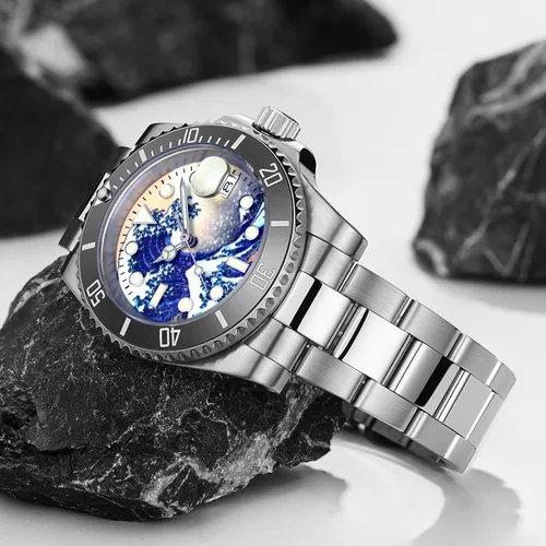 Vista 2 de ADDIESDIVE Reloj de buceo automático estéril para hombres Surf Dial pulsera de acero inoxidable MY-H3-2