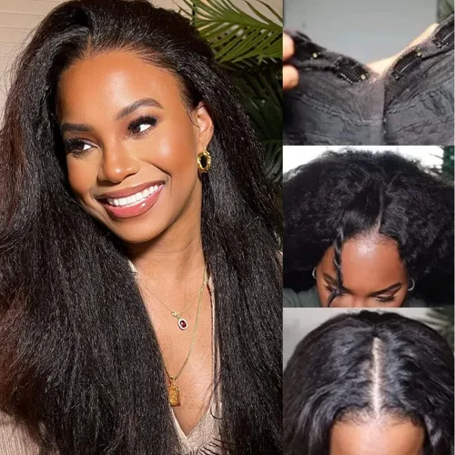 Vista 67 de KLAIYI Peluca de cabello humano con encaje frontal precortada 7x5, corte Bob en capas, corte romo, cordón sin pegamento, peluca predepilada