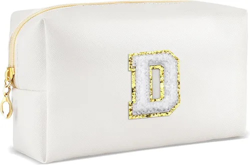 Vista 40 de URSKYTOUS Regalos para niñas, bolsa de maquillaje con inicial, bolsa de cosméticos personalizada con cremallera, bonita bolsa de aseo de viaje, Azul