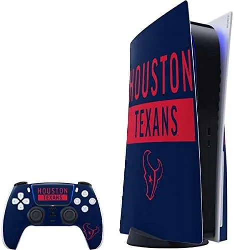 Vista 7 de Skinit Calcomanía para juegos compatible con PS5 Bundle – Diseño oficial de NFL Houston Texans en blanco y negro