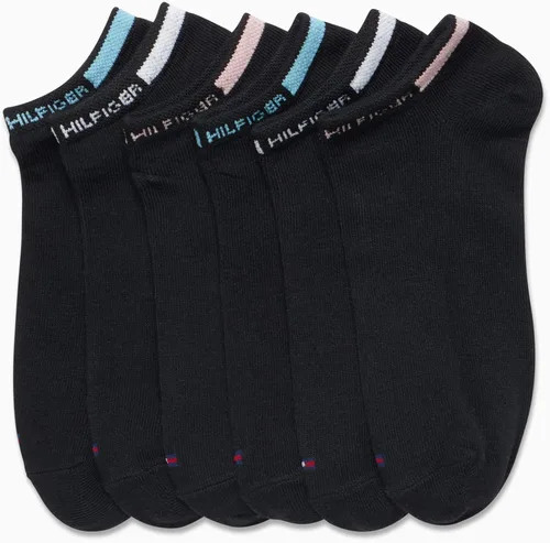 Vista 3 de Tommy Hilfiger Calcetines para mujer Forros ligeros invisibles (paquete de 6), Negro