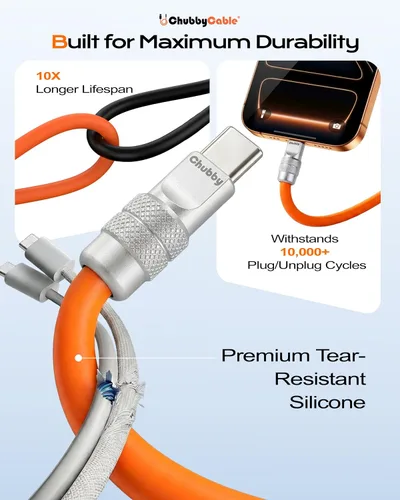 Vista 5 de chubbycable Chubby 2.0 USB C 240W Cable de carga rápida de silicona suave y duradero, cable de carga extra grueso compatible con iPhone 17-15 Series