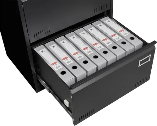 Vista 7 de Archivadores laterales de oficina con cerradura, archivadores de metal con bloqueo con 2 cajones, gabinete de oficina para oficina en casa, cajones