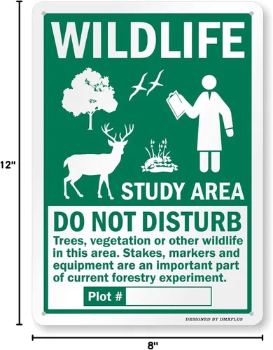 Vista 4 de Unoopler - Letrero de metal con texto en inglés "Wildlife Study Area - Do Not Disturb Trees, Vegetation, Wildlife In This Area