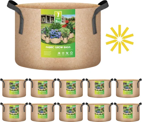 Vista 9 de iPower Paquete de 10 bolsas de 3 galones para plantas de tela no tejida gruesa resistente para cultivo de papas, contenedor duradero con aireación