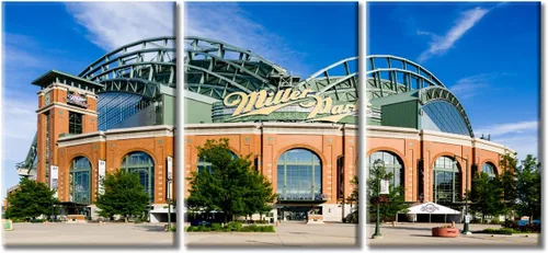 Vista 33 de TUMOVO American Major Baseball - Lienzo decorativo para pared, diseño de estadio de los Bravos, 3 piezas, arte de pared de Filadelfia, cuadros