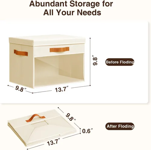 Vista 3 de Homsorout Cajas Grandes de Almacenamiento con Tapas - Paquete de 3 Organizadores Plegables Decorativos con Ventanas Transparentes y Asas
