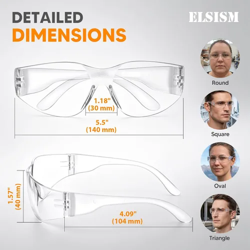 Vista 7 de 24 Pack Safety Glasses Bulk Pack, Clear Lens, Wraparound Style, Impact Resistant Eye Protection