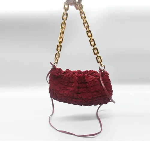 Vista 5 de NAARIIAN Bolso de dumpling para mujer diseño fruncido en forma de nube bolso de hombro con cadena gruesa de piel sintética