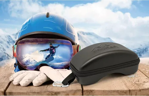 Vista 7 de PROHAPI Funda para gafas de nieve, funda semidura de EVA para gafas de esquí con correa de aluminio y cremallera a prueba de alto rendimiento, bolsa