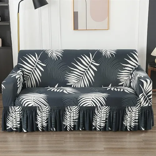 Vista 13 de MIPOPS Funda de sofá estampada elástica para sillón, fundas con patrón con falda lavable, protector de muebles de elastano para sala de estar