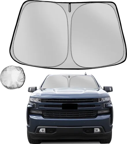 Vista 35 de [Usado] Parasol para parabrisas Che-vrolet/Chevy Silverado 1999-2006 plegable para ventana delantera de automóvil, bloquea los rayos UV y el calor