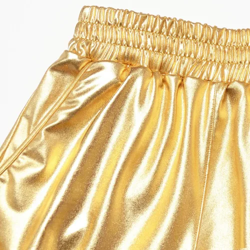 Vista 2 de Mirawise Pantalones cortos metálicos para niñas, pantalones brillantes para danza, pantalones cortos, Metálico