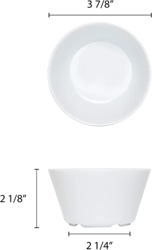 Vista 2 de Thunder Group Colección de vajilla de melamina blanca Nustone de 3.875 pulgadas - taza de caldo de 8 onzas, viene en docena