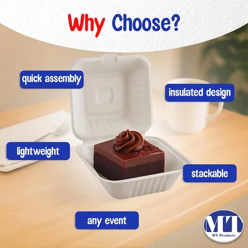 Vista 5 de MT Products White Cake Slice Contenedor de 6 x 6 x 3 pulgadas, contenedor desechable para alimentos, paquete de 30