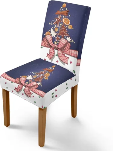Vista 85 de Rnyleeg Fundas navideñas para sillas de comedor, fundas de asiento de comedor con estampado de campanas brillantes, juego de 1 funda suave y lavable