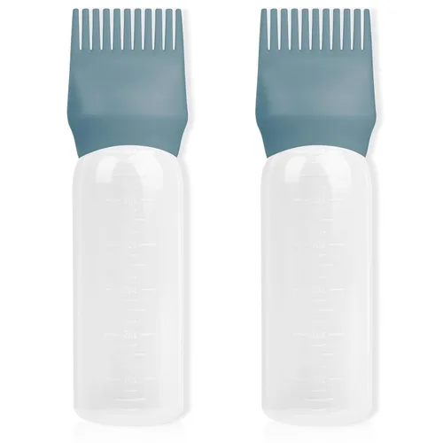 Vista 10 de Paquete de 2 herramientas aplicadoras de peine de raíces de 6 onzas, botella aplicadora de aceite para el cabello con dispensador de aceite