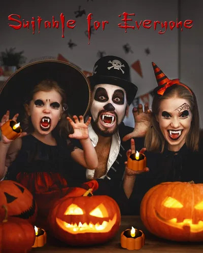 Vista 2 de 6 pares de colmillos de dientes de vampiro para niños y adultos