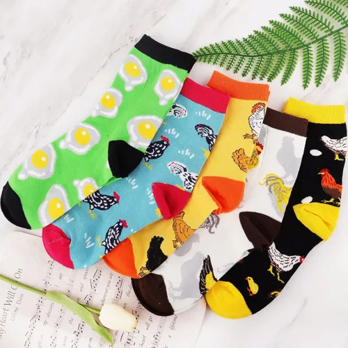 Vista 2 de Jeasona Calcetines lindos para mujer, diseño de perro salchicha de pollo, abeja, erizo, panda, regalos para mujer