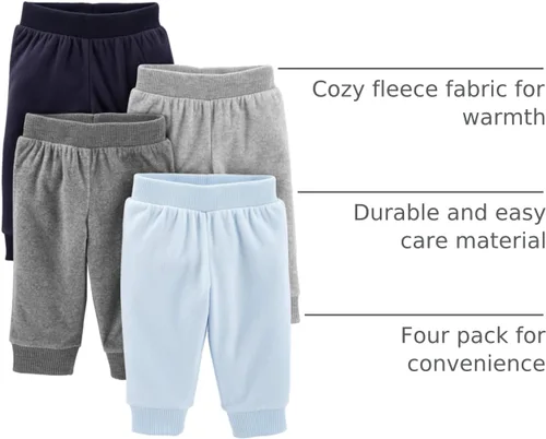 Vista 16 de Simple Joys by Carter's Paquete de 4 pantalones de forro polar unisex para bebé