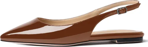 Vista 2 de Women's Slingback Office Patent Pointed Toe Flats Sandals Casual Dress Shoes