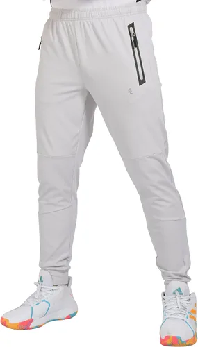 Vista 2 de Little Donkey Andy Pantalones deportivos para hombre con bolsillos con cremallera, pantalones deportivos cónicos para correr, gimnasio, entrenamiento