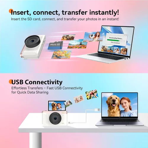 Vista 7 de 4K Digital Camera Vlogging Camera for Travel Point and Shoot 75MP Photo Resolution, 4K 30FPS Video, 3-Inch Flip IPS Screen, 2500mAh Battery, 32GB