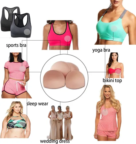Vista 5 de 3 pares de almohadillas cosidas para brasier deportivo para mujer, brasier de yoga para ocultar pezones o inserciones de brasier push up