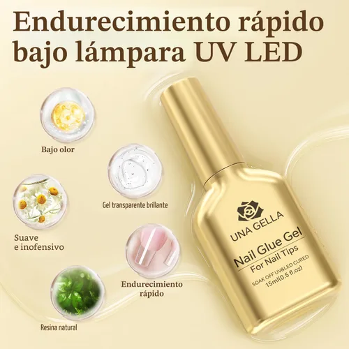 Vista 5 de UNA GELLA Pegamento de uñas de gel 6 en 1 para puntas de uñas transparentes