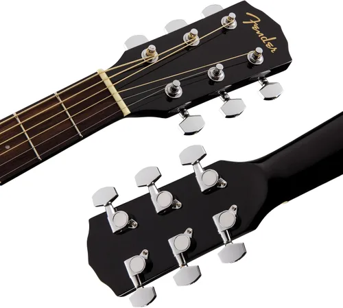 Vista 6 de Fender Guitarra acústica FA-125 Dreadnought - Paquete negro con estuche, afinador, correa, cuerdas, púas y DVD instructivo de Austin Bazaar
