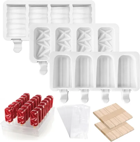 Vista 10 de Moldes de silicona para paletas, moldes para hacer paletas de 10 cavidades, molde de helado casero de fácil liberación para hacer pasteles, paletas