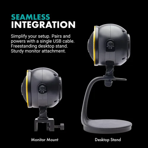 Vista 7 de Movo WebMic HD Pro - Cámara web todo en uno con micrófono y anillo de luz, cámara HD de 1080p, micrófono de condensador cardioide profesional