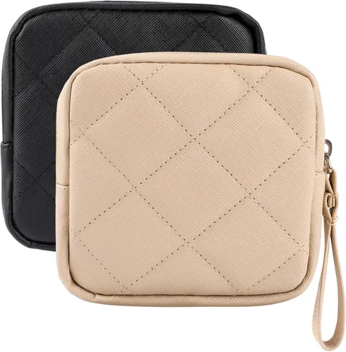 Vista 8 de Bolsa de almacenamiento de servilletas sanitarias, bolsa de período, bolsa de período, almohadilla menstrual femenina, organizador de tampones, Negro