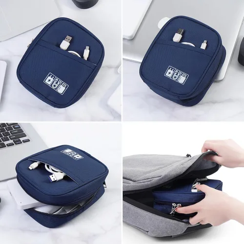 Vista 7 de E-Tree Bolsa de almacenamiento para pequeños dispositivos electrónicos y accesorios, bolsa técnica, funda organizadora electrónica compatible