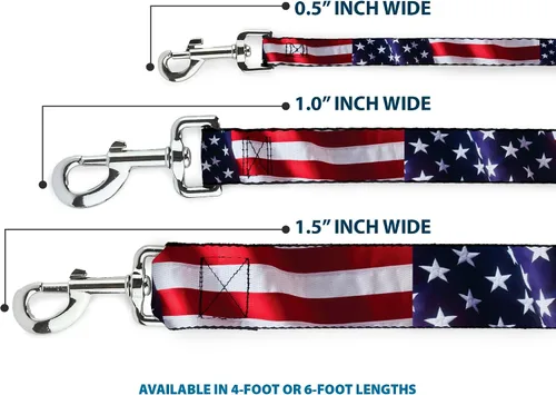 Vista 3 de Buckle-Down Correa para perro Bandera estadounidense vívido de cerca duradero elegante para paseos